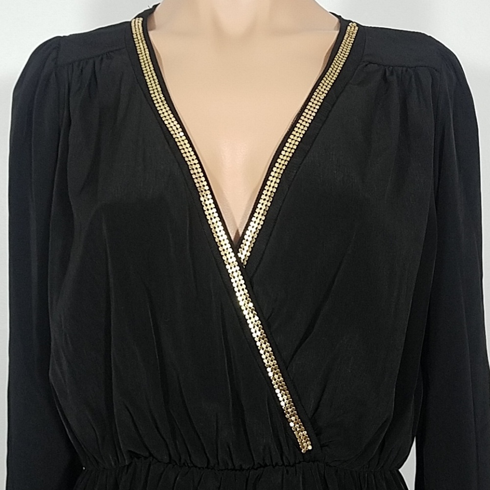 Honey Punch Black Long Sleeve Wrap Dress - Picture 2 of 7